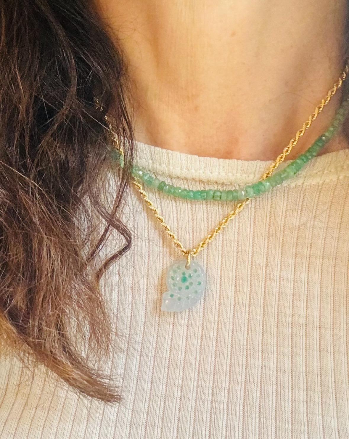 Ciondolo in calcedonio, diamante e mercurio, ciondolo con conchiglia nautilus in vendita 6