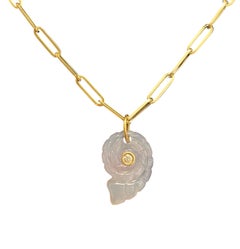 CHALCEDONY, DIAMOND & RUBY PENDANT, nautilus shell pendant