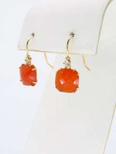 Chalcedony Drop Earrings with White Sapphires