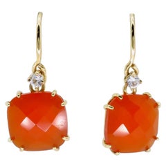 Chalcedony Drop Earrings with White Sapphires