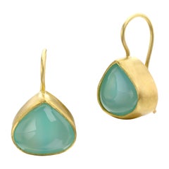 Chalcedony Earrings 22 Karat Gold Yellow Gold