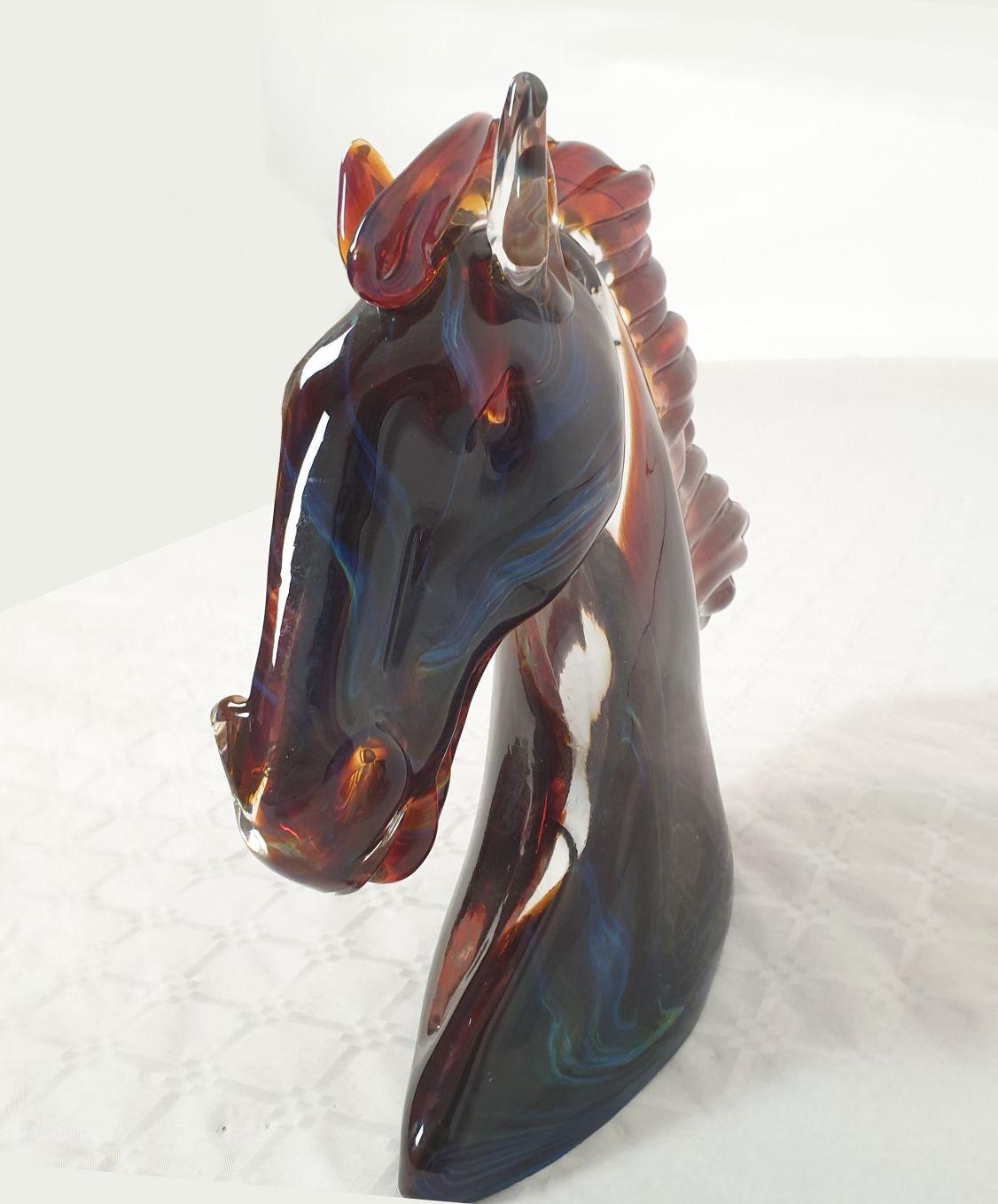 Mid-Century Modern Murano glass horse sculpture, signed For Sale