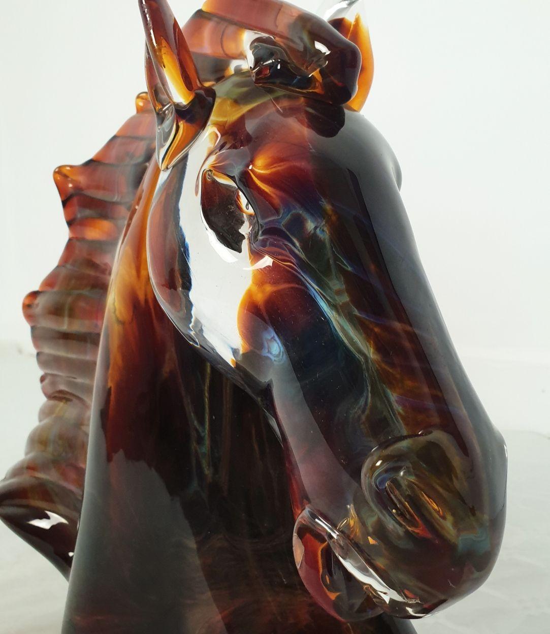 Italian Murano glass horse sculpture, signed For Sale