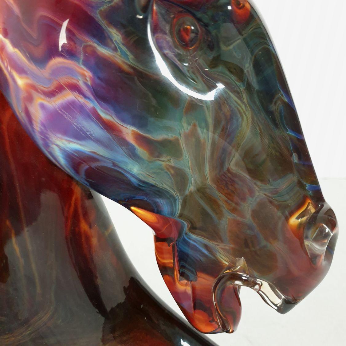 Murano glass horse sculpture, signed In Excellent Condition For Sale In Dallas, TX