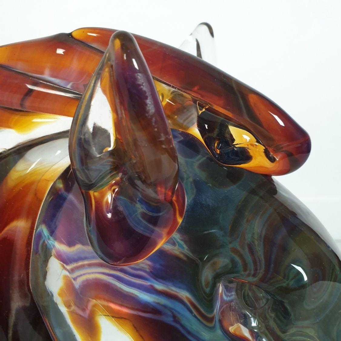 Late 20th Century Murano glass horse sculpture, signed For Sale