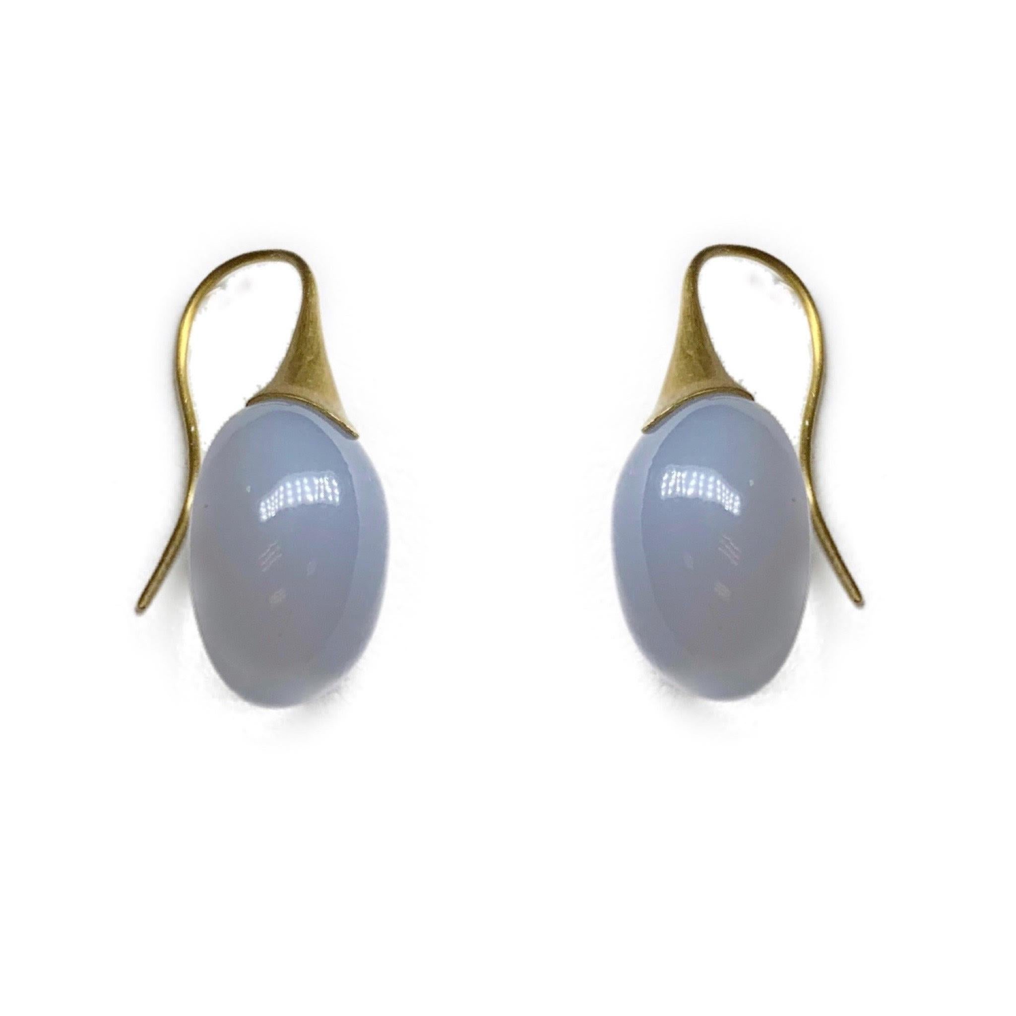 Contemporary Chalcedony on Trumpet Earrings in 18 Karat Gold, A2 by Arunashi For Sale