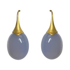 Chalcedony on Trumpet Earrings in 18 Karat Gold, A2 by Arunashi