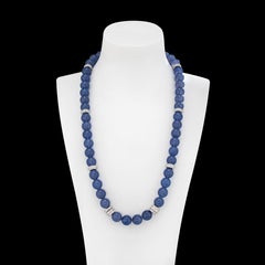 Chalcedony-Pearls ca. 12.1 - 12.3 mm 6.50 Carat Diamonds White Gold Necklace