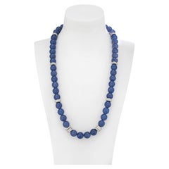 Chalcedon-Perlen ca. 12,1 - 12,3 mm 6,50 Karat Diamanten Weißgold Halskette
