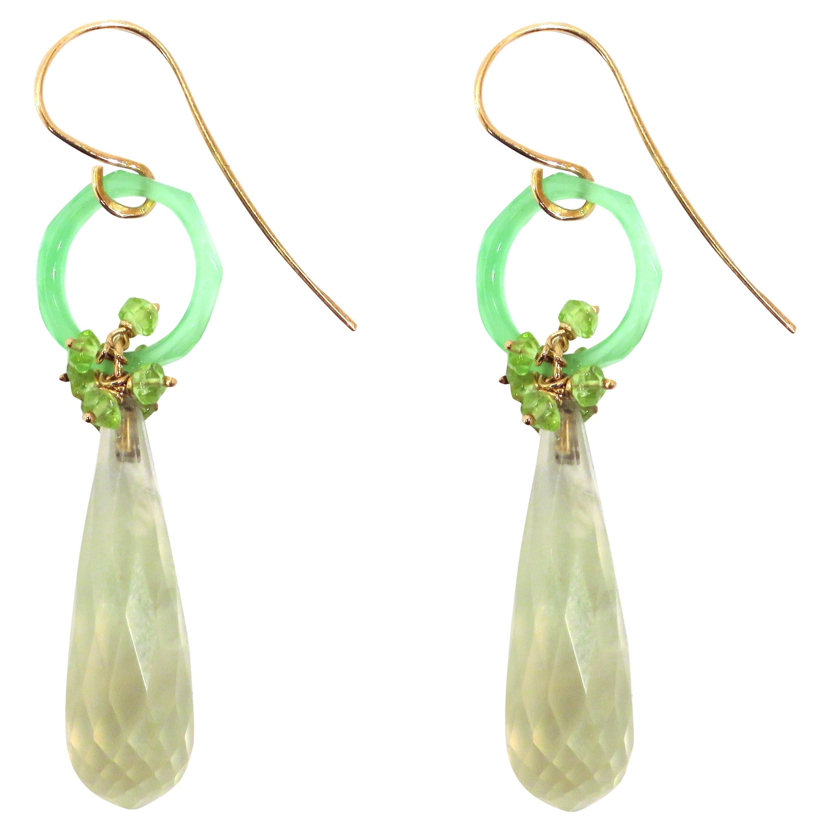 Chalcedony Peridot Rose Gold Earrings Handcrafted in Italy by Botta Gioielli