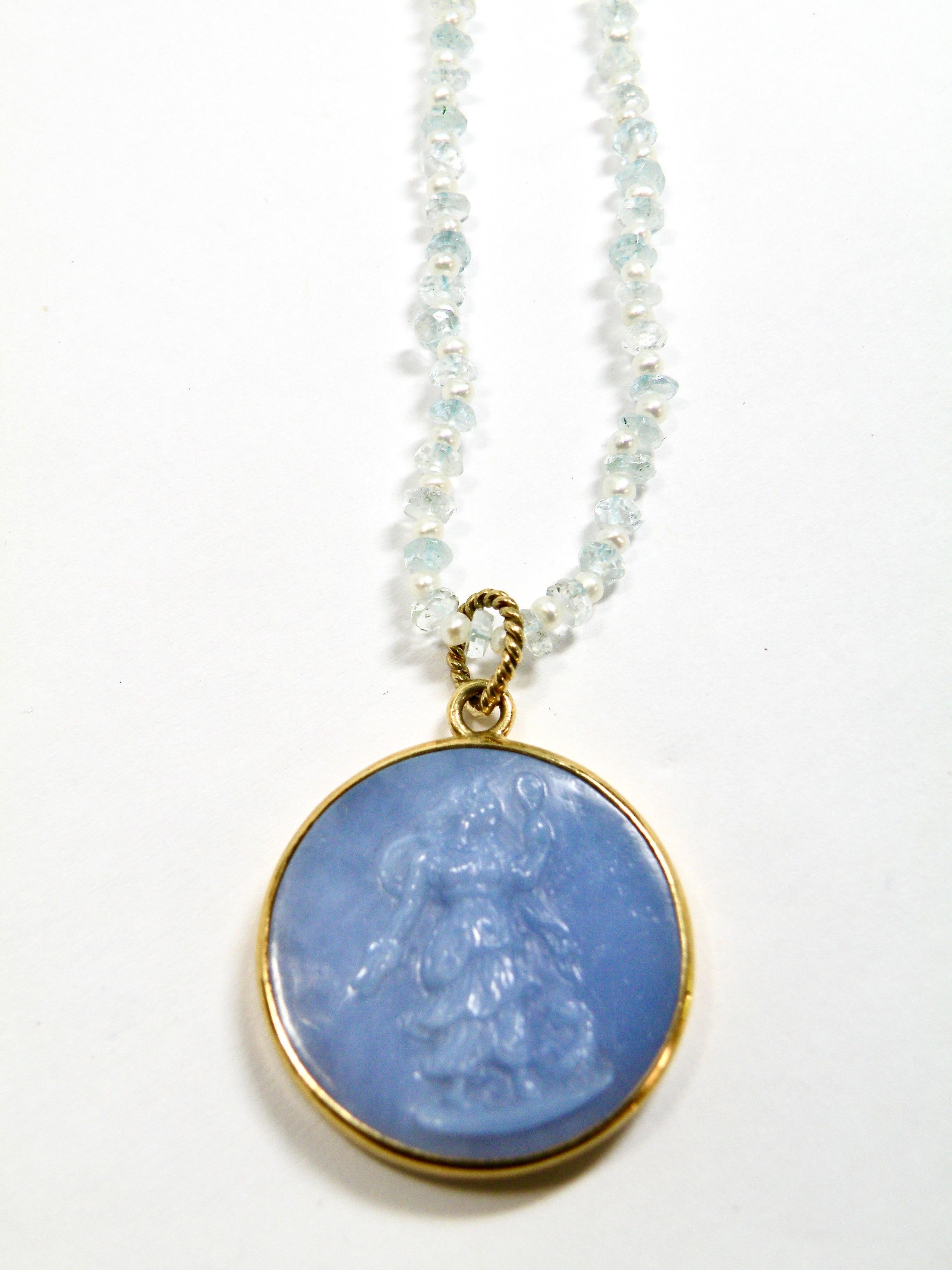 Early Victorian Chalcedony Prudence Pendant For Sale