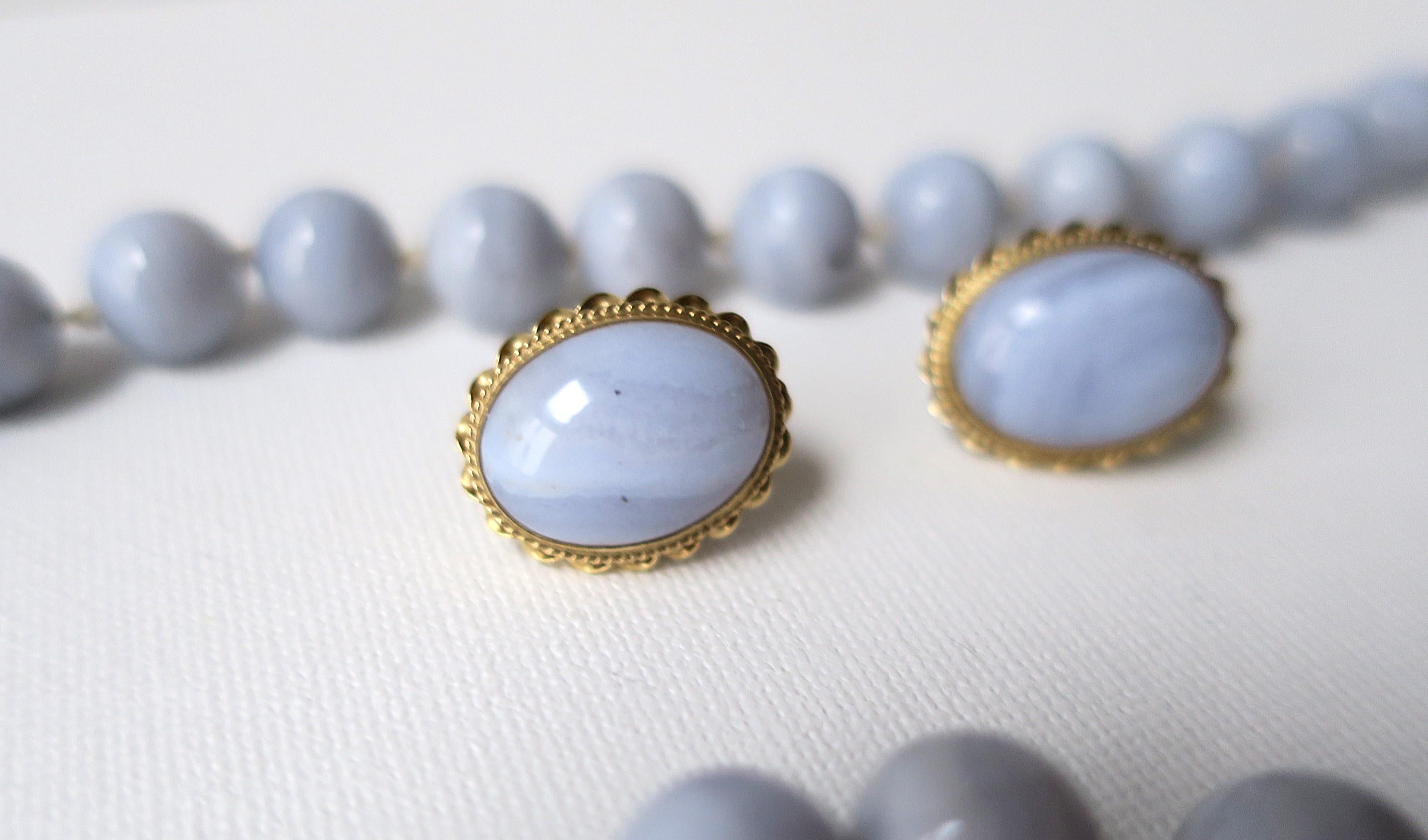 Chalcedony Quartz 14-Karat Gold Earrings For Sale 4