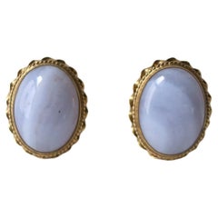 Pendientes de oro de 14 quilates de cuarzo calcedonia