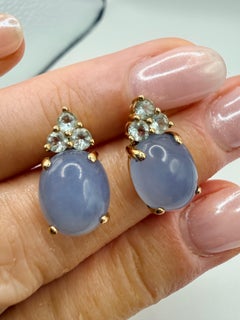 Chalcedony rare earrings silver 925 aquamarine earrings large