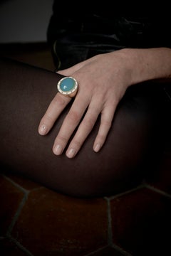 Chalcedony Ring White Enamel Cocktail Ring J Dauphin