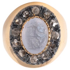 Chalcedony Roman Intaglio Ring of Jupiter 2nd-3rd Century A.D.