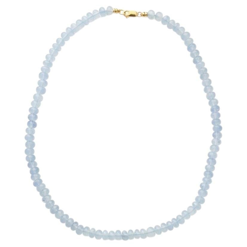 Collana di perline con calcedonio a rondelle e oro 14k, 16" in vendita