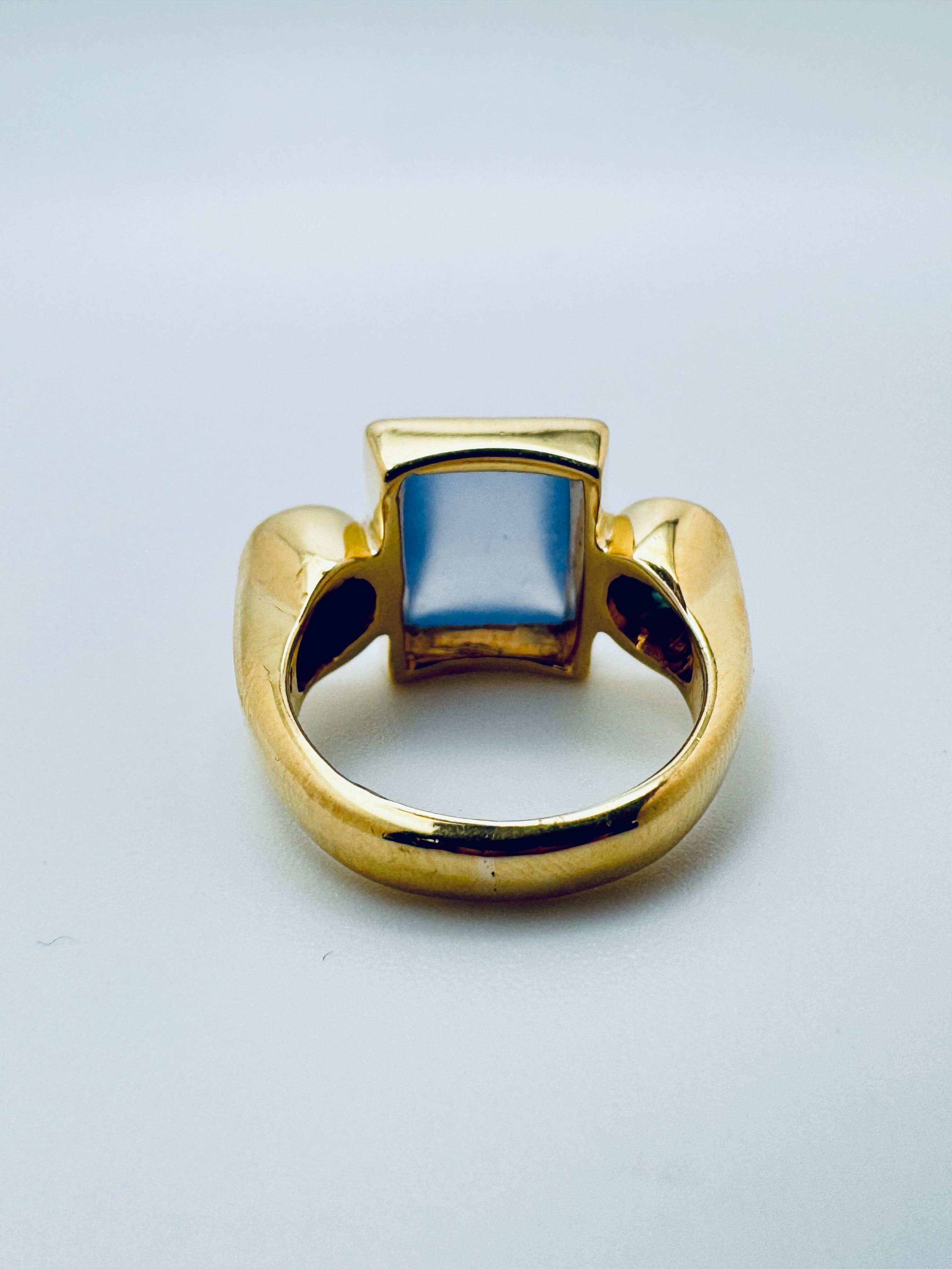 Taille ronde Bague en calcédoine et saphir en vente