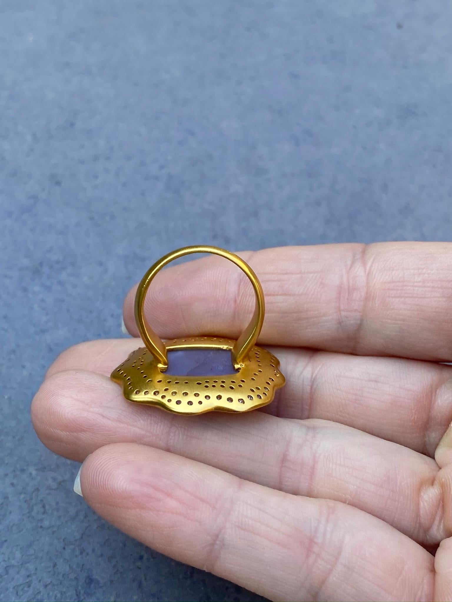 Women's Chalcedony Sapphires and 18 Karat Gold Cocktail Ring by Lauren Harper For Sale