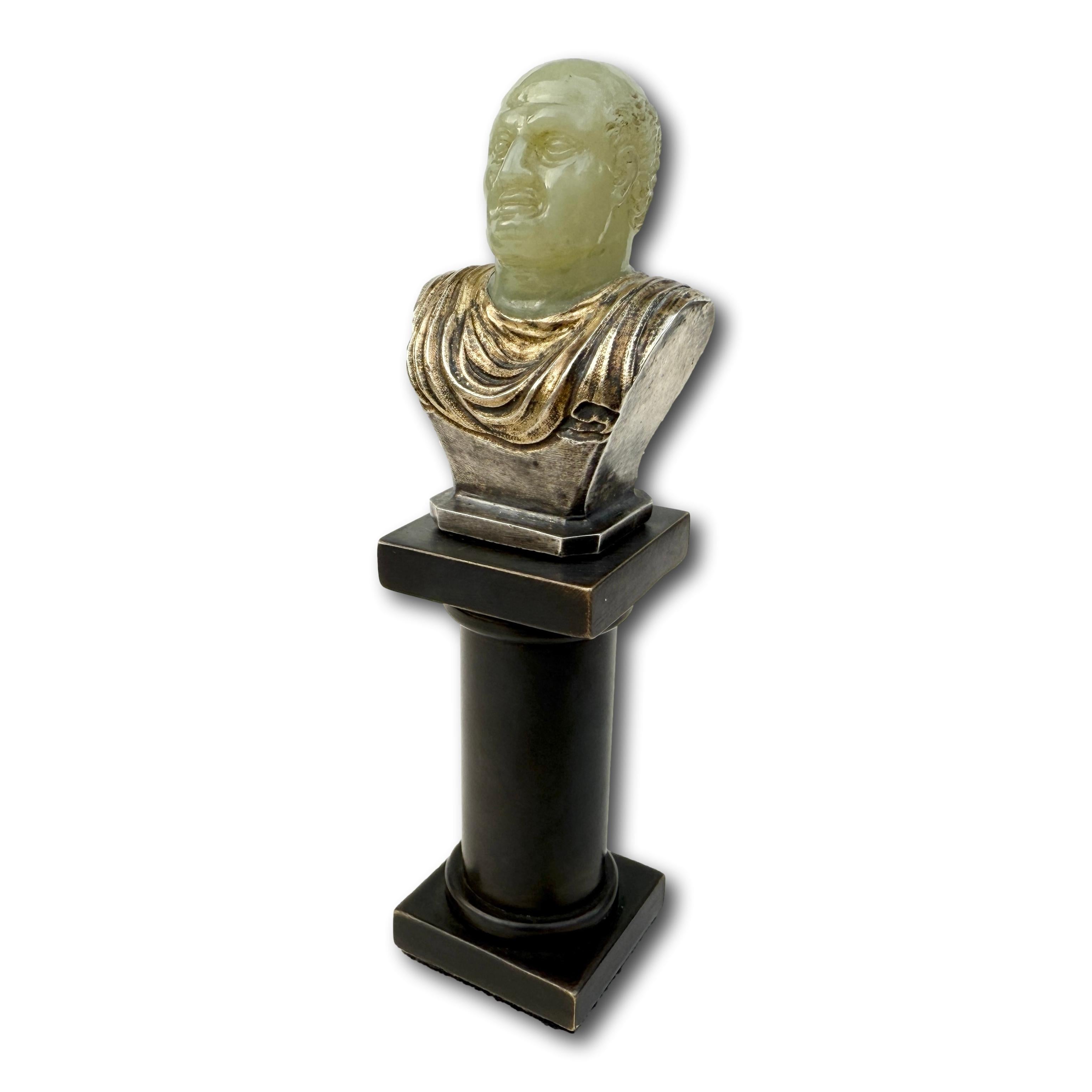 Chalcedony & Silver-Gilt Bust of the Emperor Vespasian. Italy, 17th–18th century For Sale 5