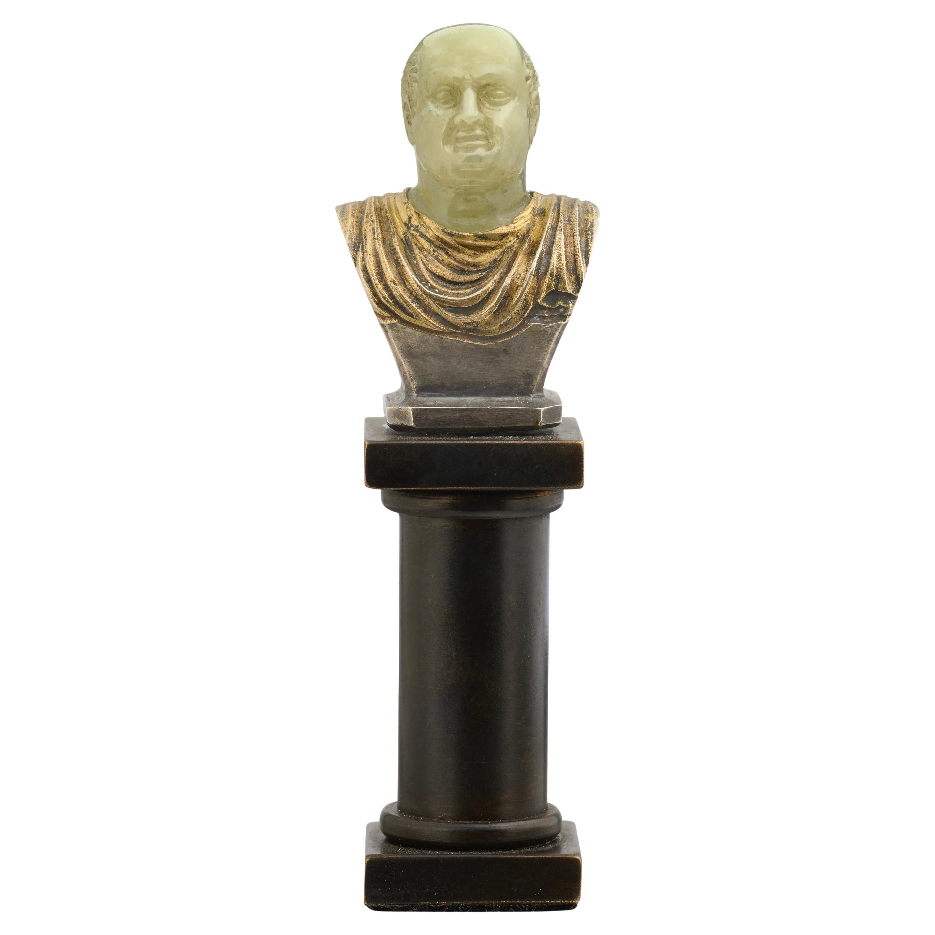 Chalcedony 
Silver-Gilt Bust of the Emperor Vespasian. Italy, 17th–18th century For Sale