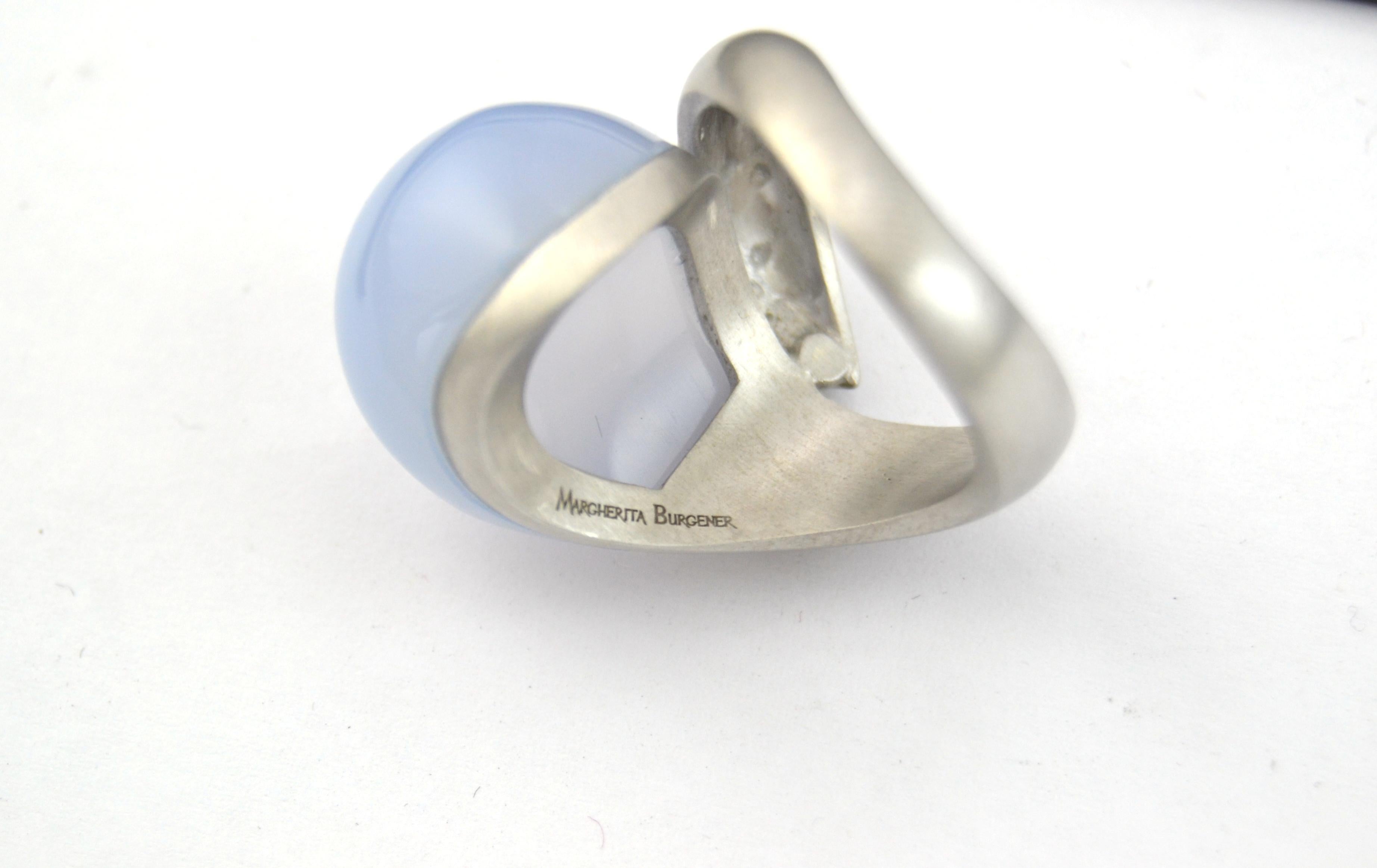Contemporary Chalcedony Silver Made in Italy Ring