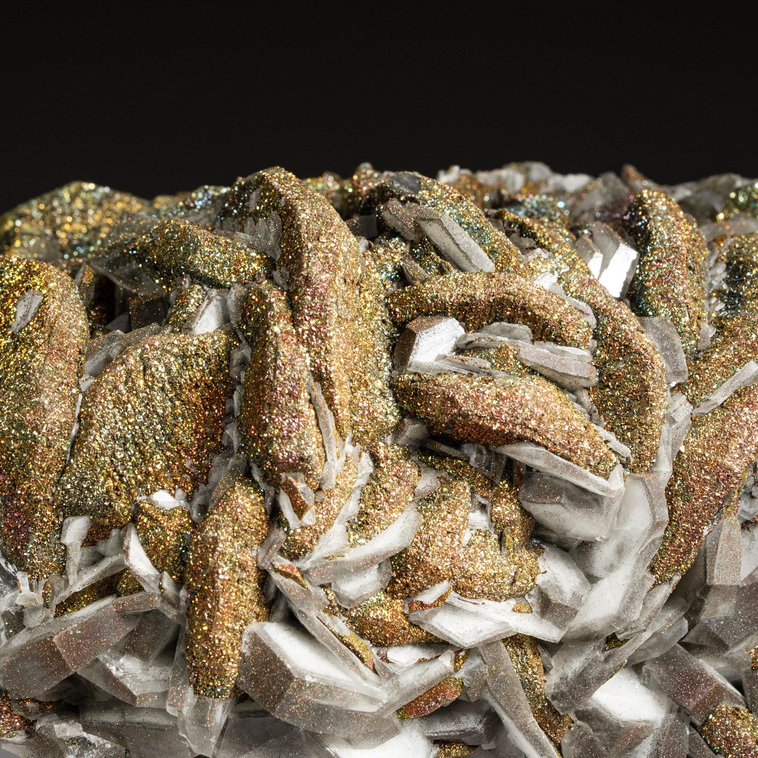 Chalcopyrite over Calcite from Edong Mining District, Daye, Hubei, China In New Condition For Sale In New York, NY
