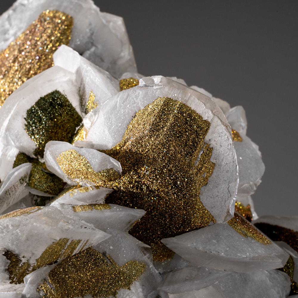 Contemporary Chalcopyrite over Calcite from Edong Mining District, Daye, Hubei, China For Sale