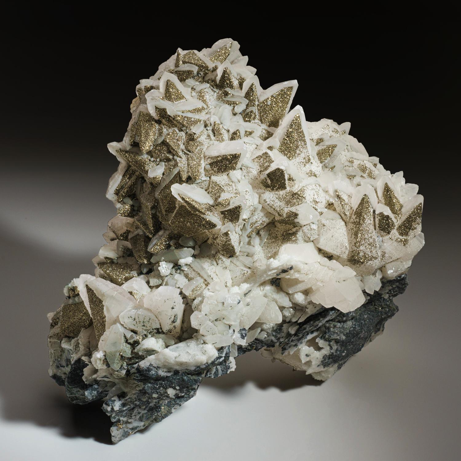 18th Century and Earlier Chalcopyrite over Calcite from Hubei, China For Sale