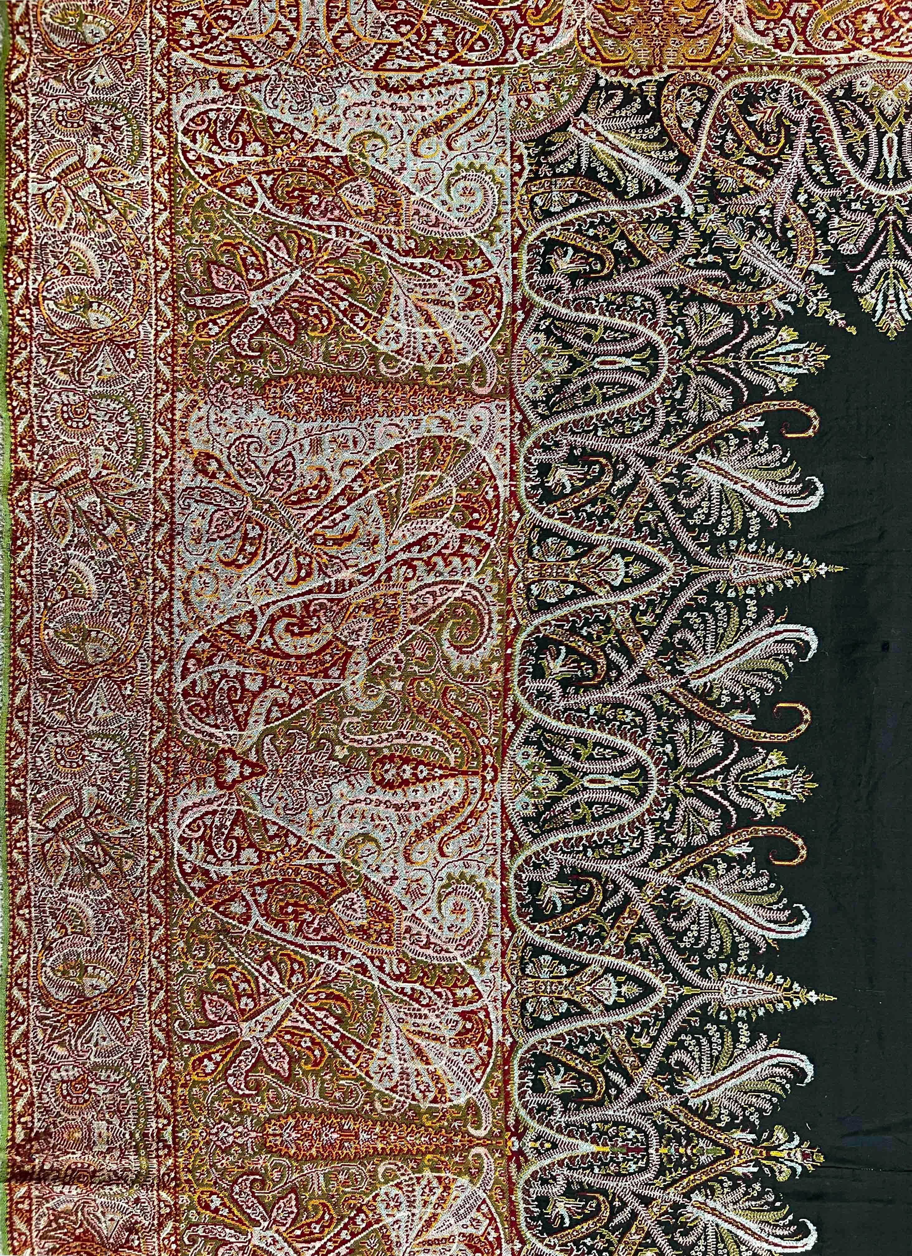 Tribal Chale Français - Chale Lyonnais 19ème siècle - 3m54x1m66 - No. 1091 en vente