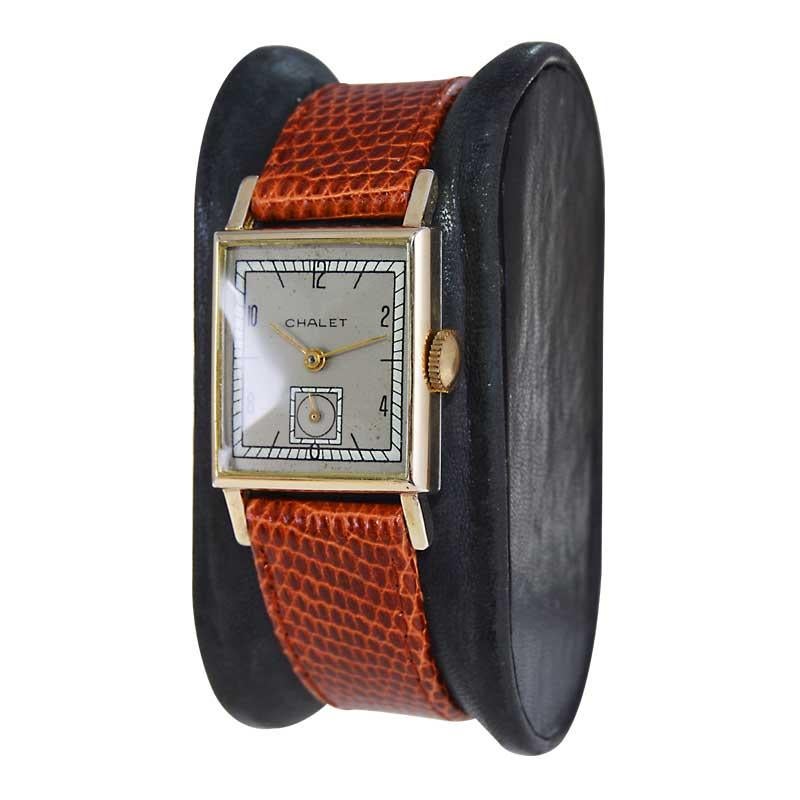Chalet Goldgefüllte Uhr im Art-déco-Tankstil aus den 1940er Jahren 1
