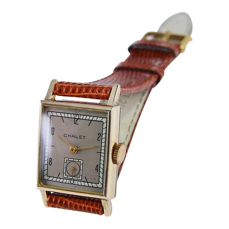 Chalet Goldgefüllte Uhr im Art-déco-Tankstil aus den 1940er Jahren 4