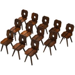 Chalet Inspired Sculptural Dining Chairs in Pine