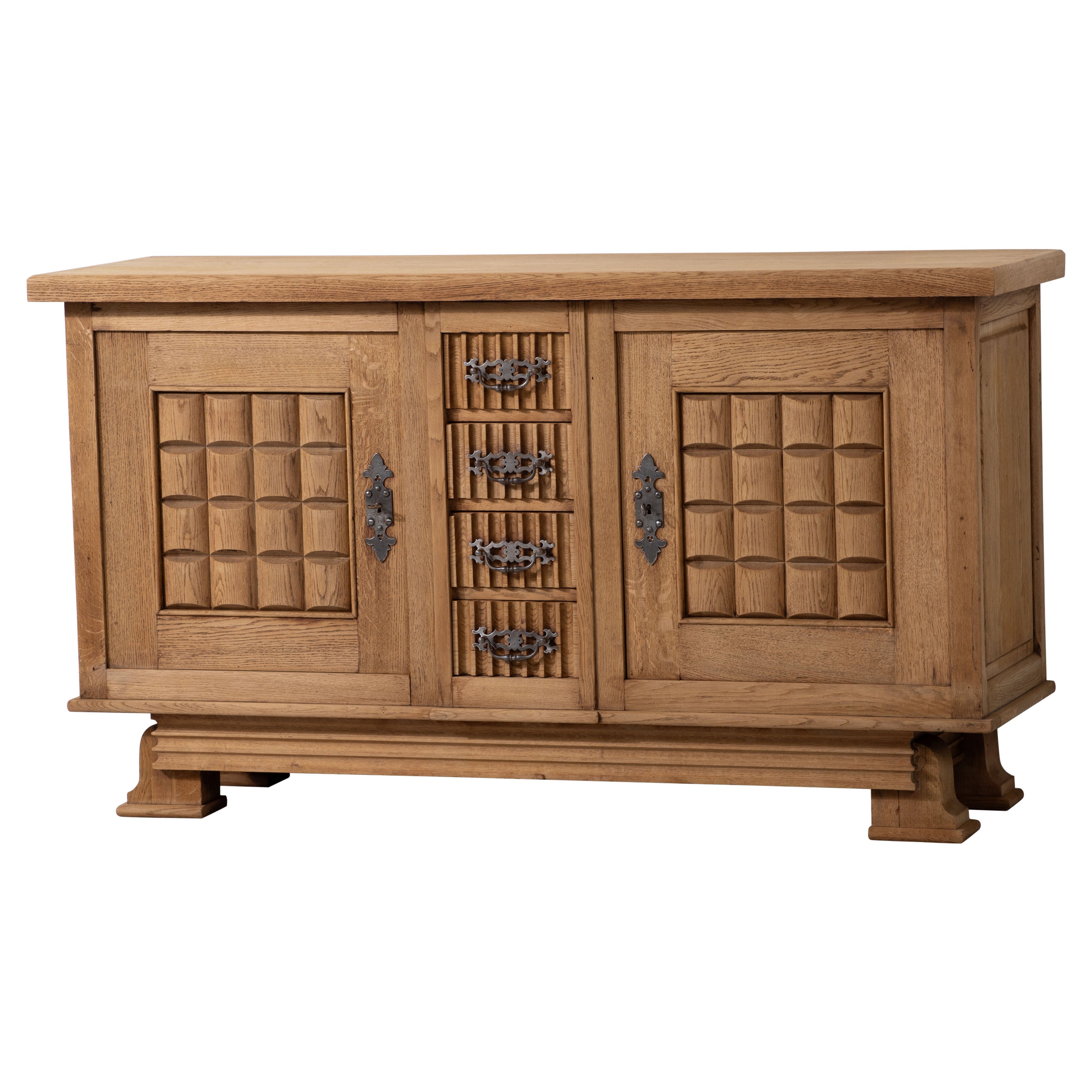 Chalet Solid Oak Sideboard, France, 1940