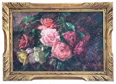 Chaleye Jean '1878-1960' "Bouquet of roses" Oil on Panel