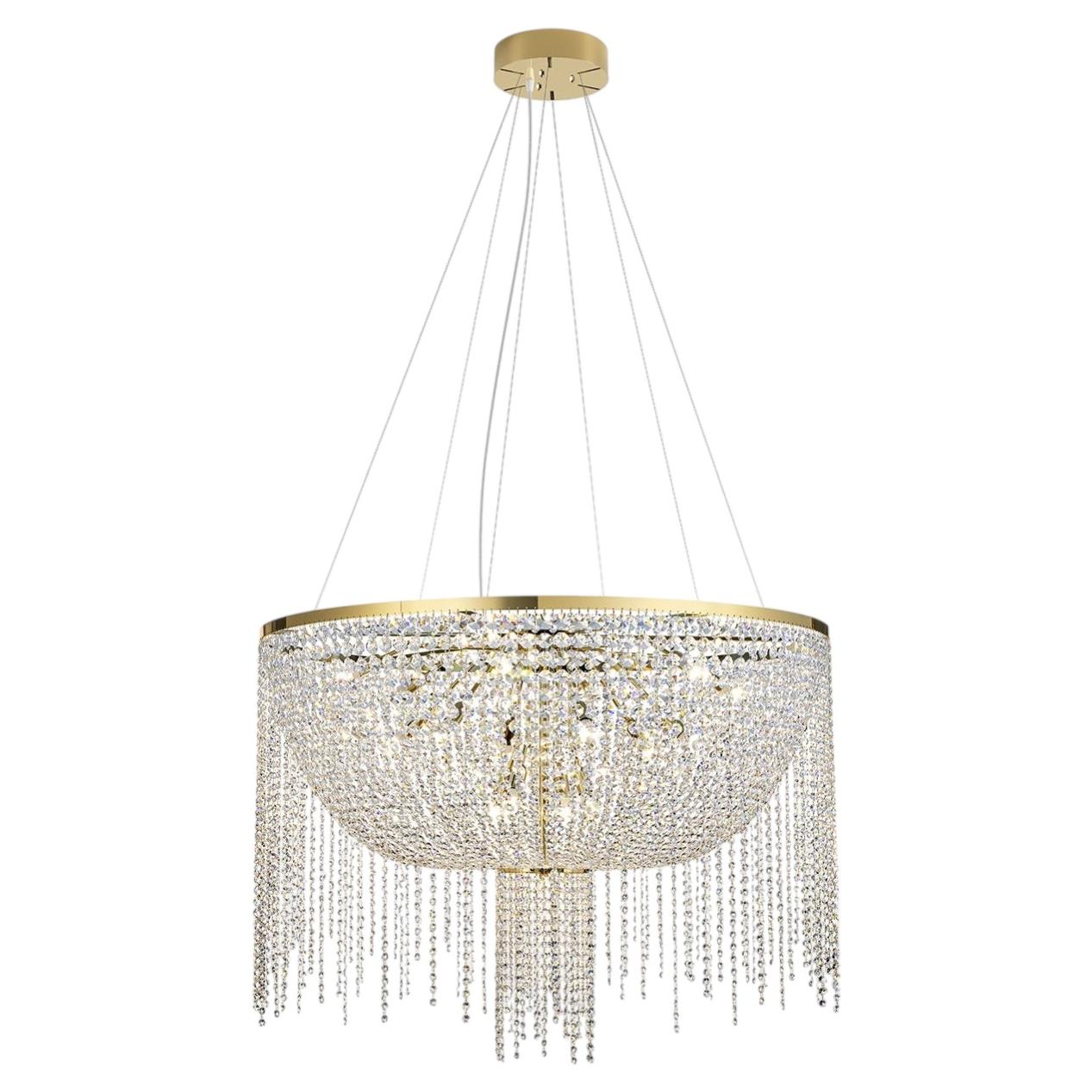 Chalice Gold and Crystal Chandelier For Sale