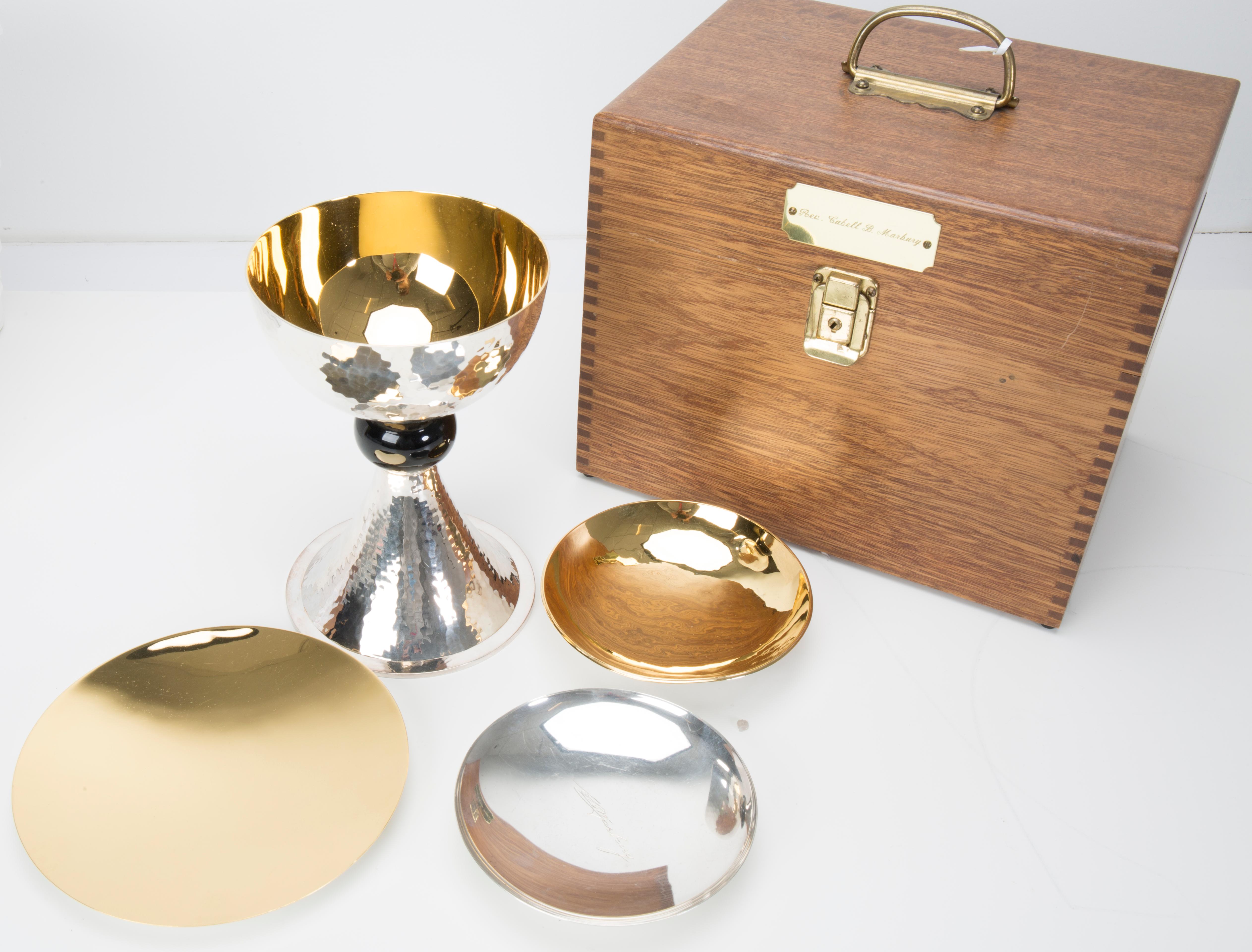 wooden chalice and paten set