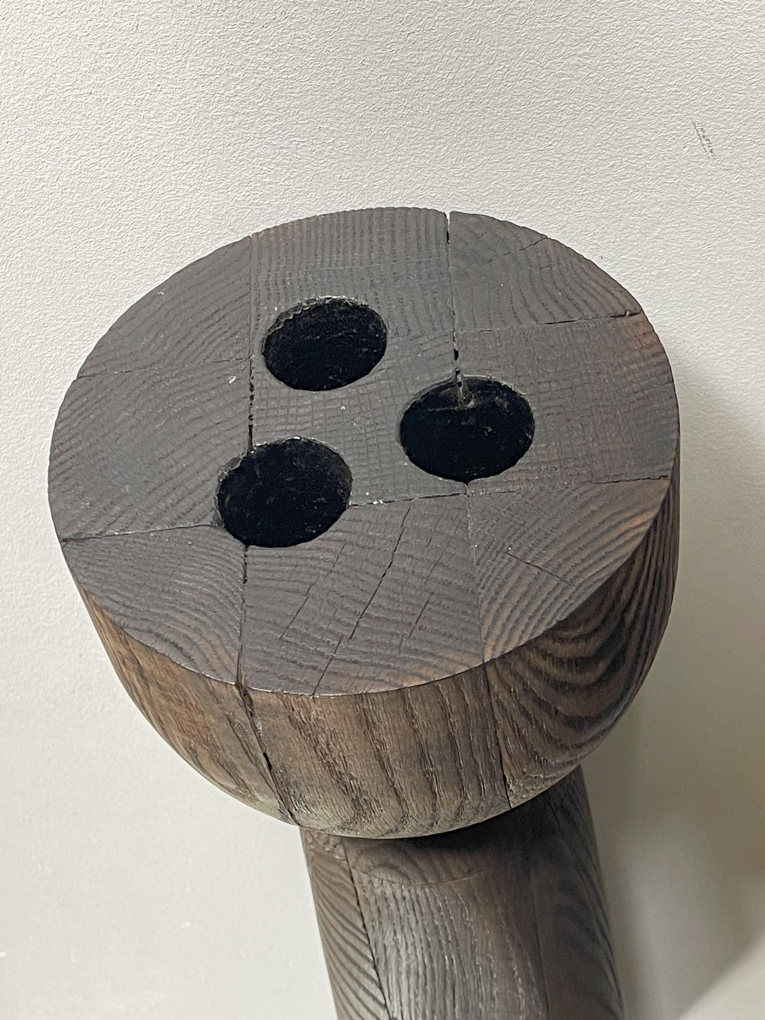 Contemporary Chalice Vase Burnt Iroko Wood - Arno Declercq
