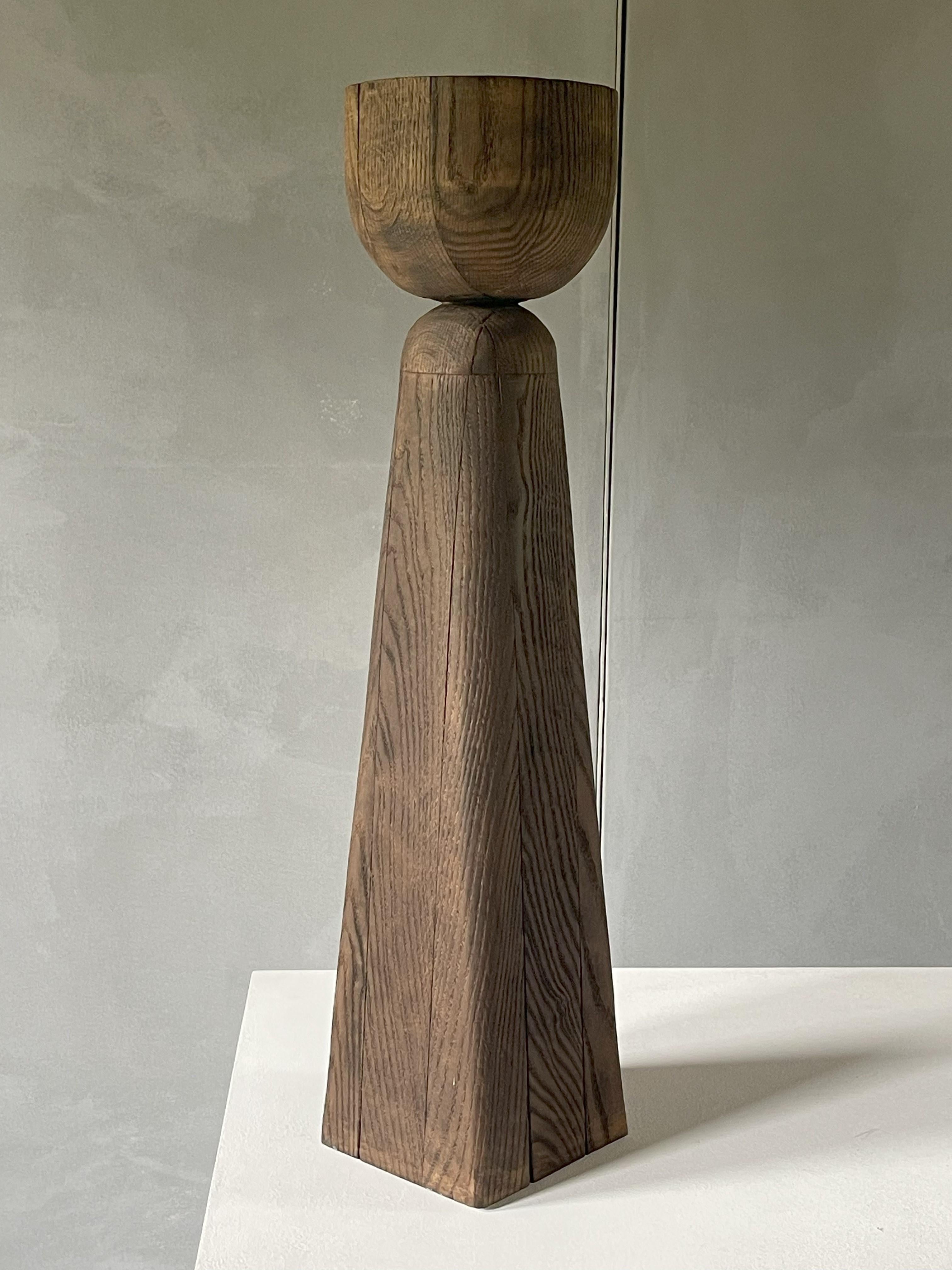 Belgian Chalice Vase Burnt Iroko Wood - Arno Declercq