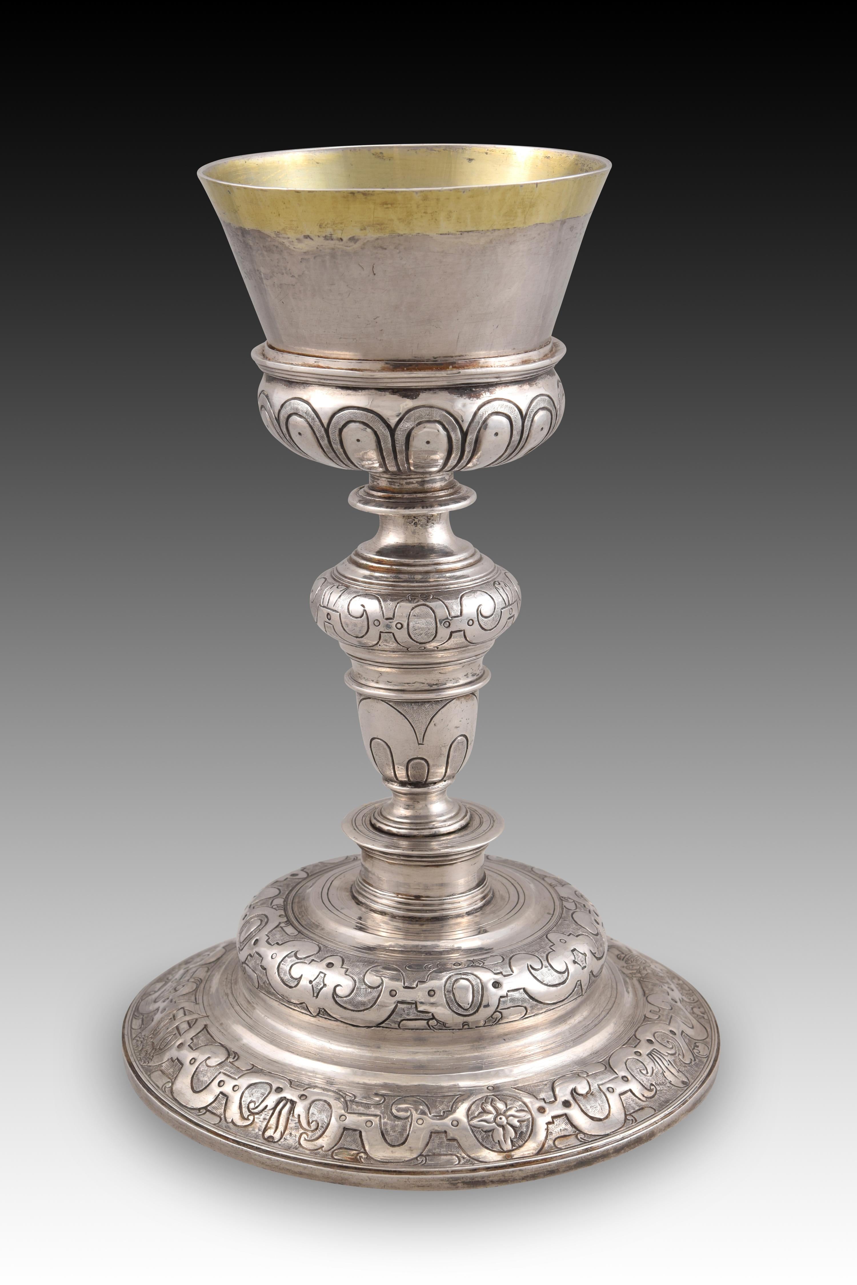 Baroque Chalice with Weight of Souls, Silver in Its Color and Gilt, Spain, 17th Century