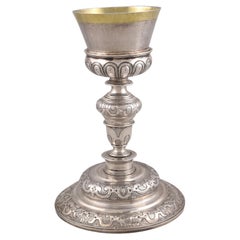 Antique Chalice with Weight of Souls, Silver in Its Color and Gilt, Spain, 17th Century