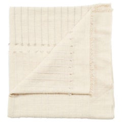 Chalk Handloom White King Size Bedspread Coverlet in Hand Knotted Stripes Design