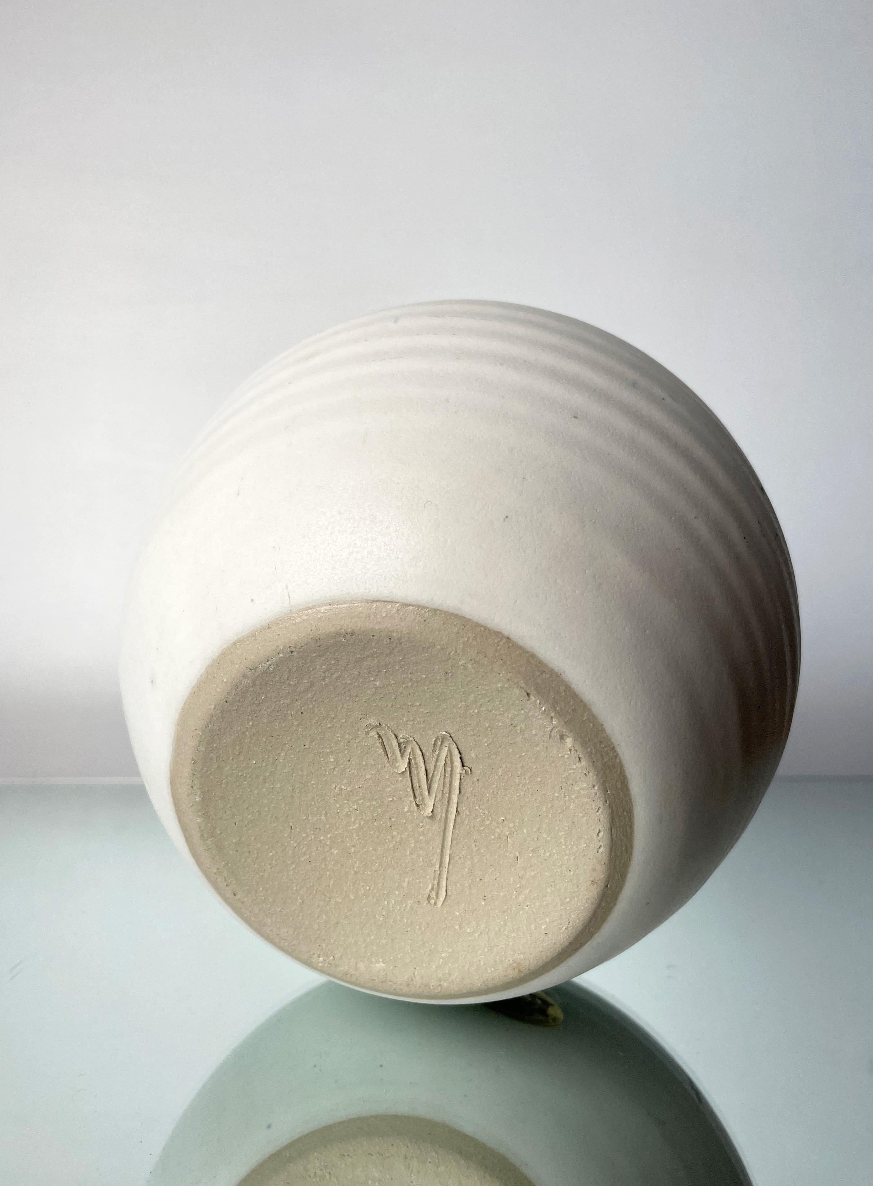 Chalk White Danish Modern Ceramic Vase by Karsten Nielsen, 1980s 5