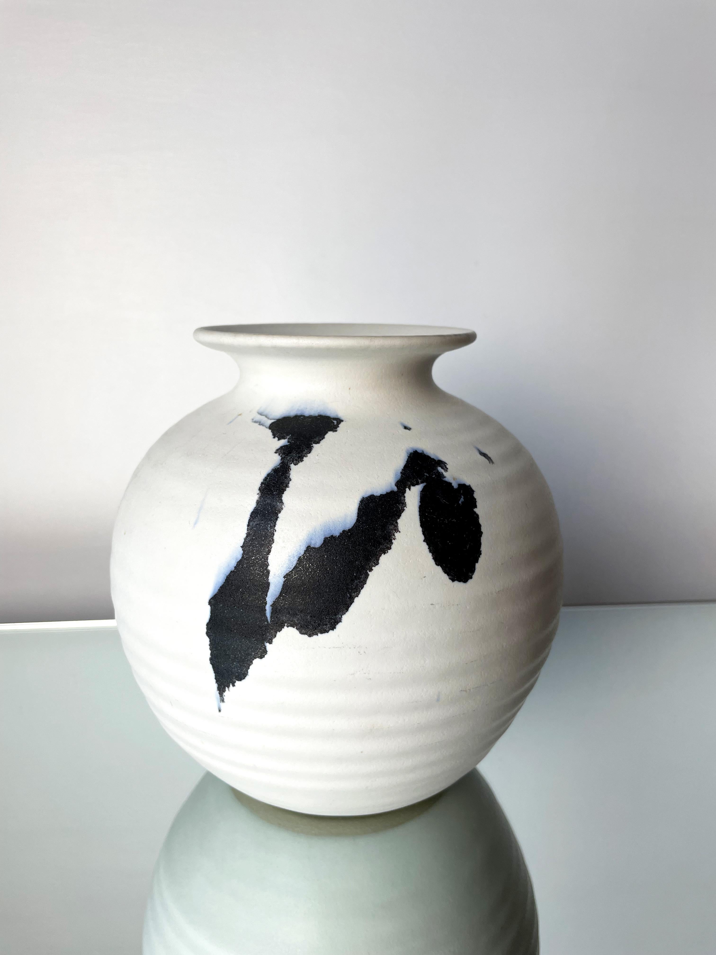 Scandinavian Modern Chalk White Danish Modern Ceramic Vase by Karsten Nielsen, 1980s