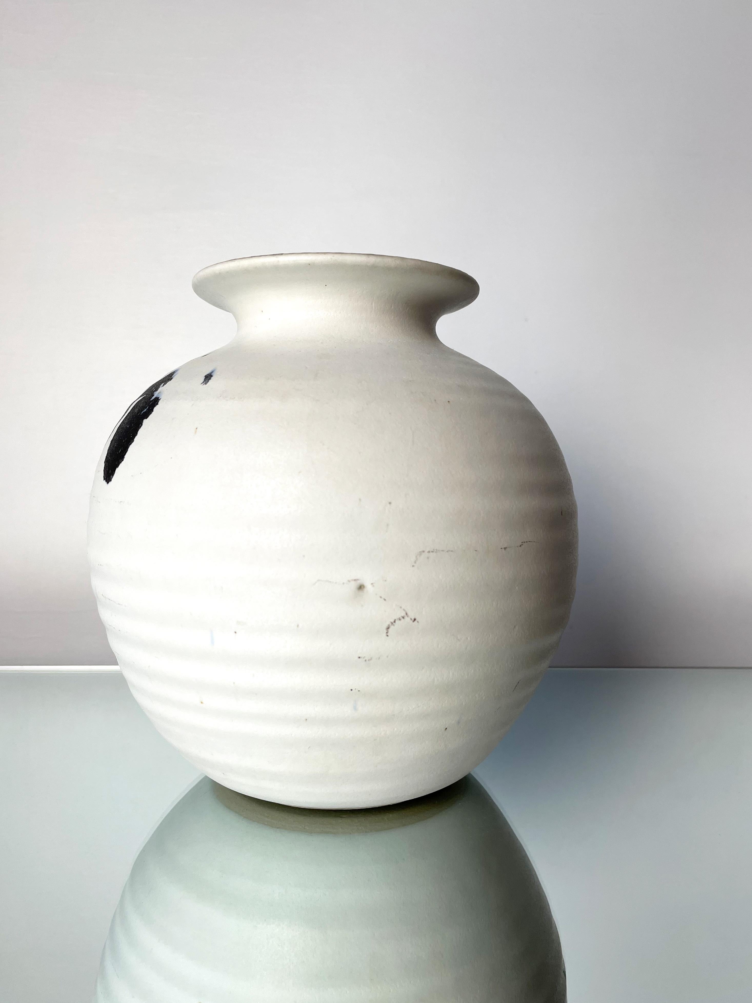 Glazed Chalk White Danish Modern Ceramic Vase by Karsten Nielsen, 1980s