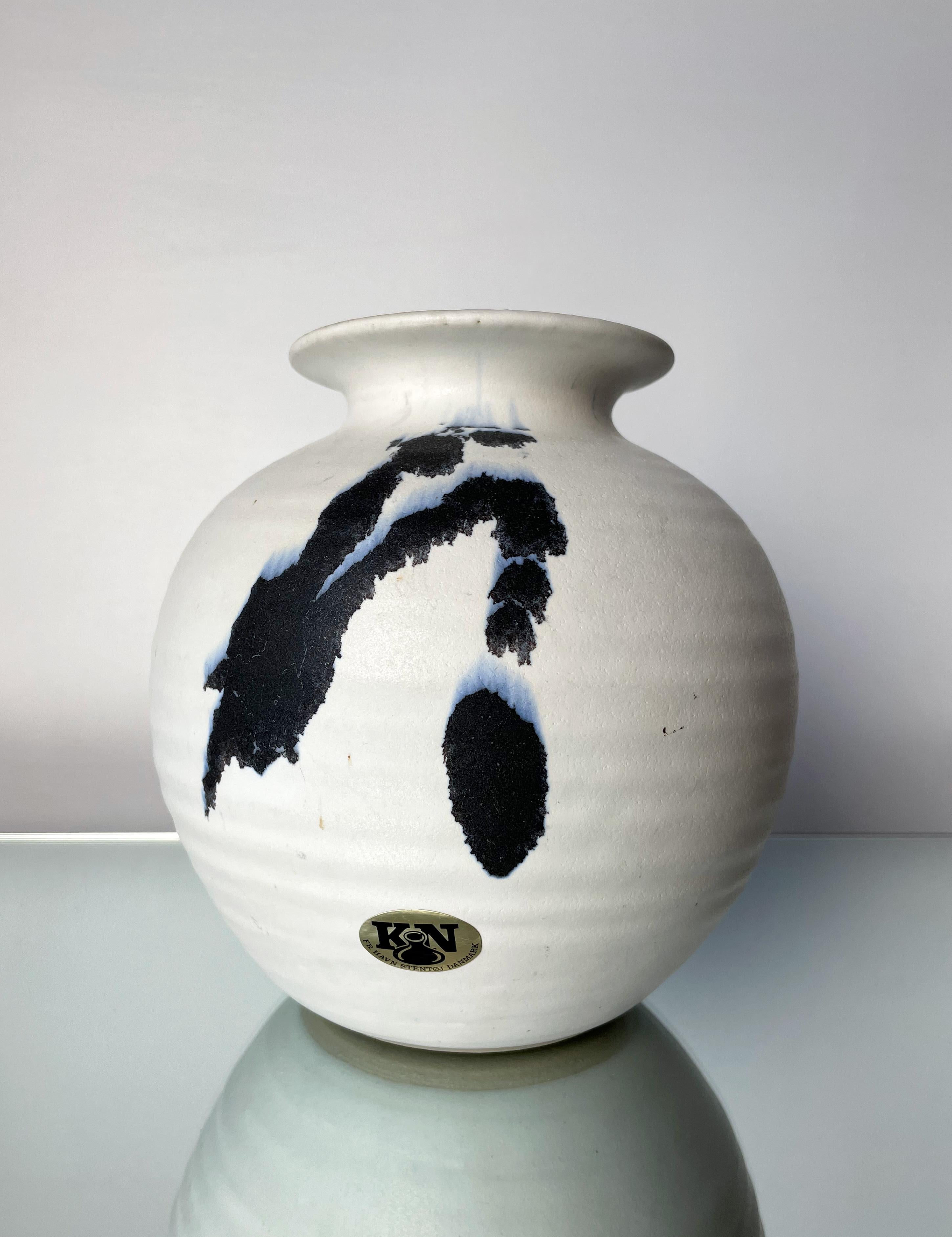20th Century Chalk White Danish Modern Ceramic Vase by Karsten Nielsen, 1980s