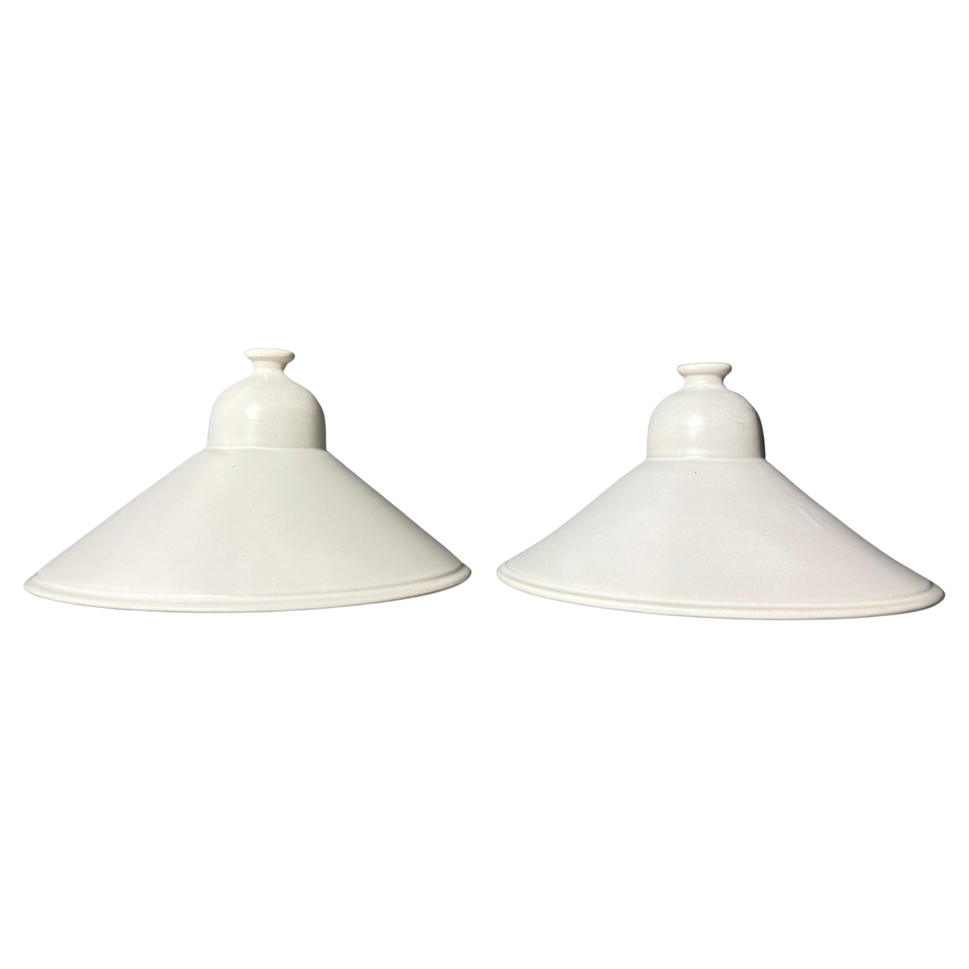Chalk White Danish Stoneware Pendants, 1970s