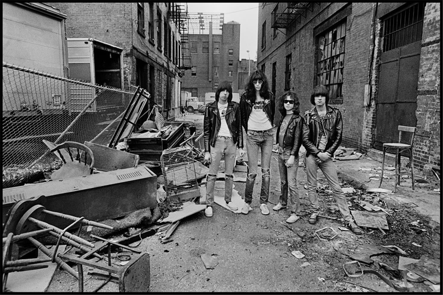 Chalkie Davies Black and White Photograph - Ramones, NYC, 1977