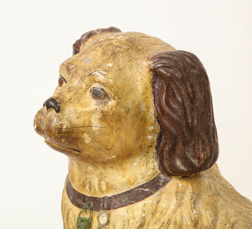 19th Century Chalkware Figure of a Seated Spaniel For Sale