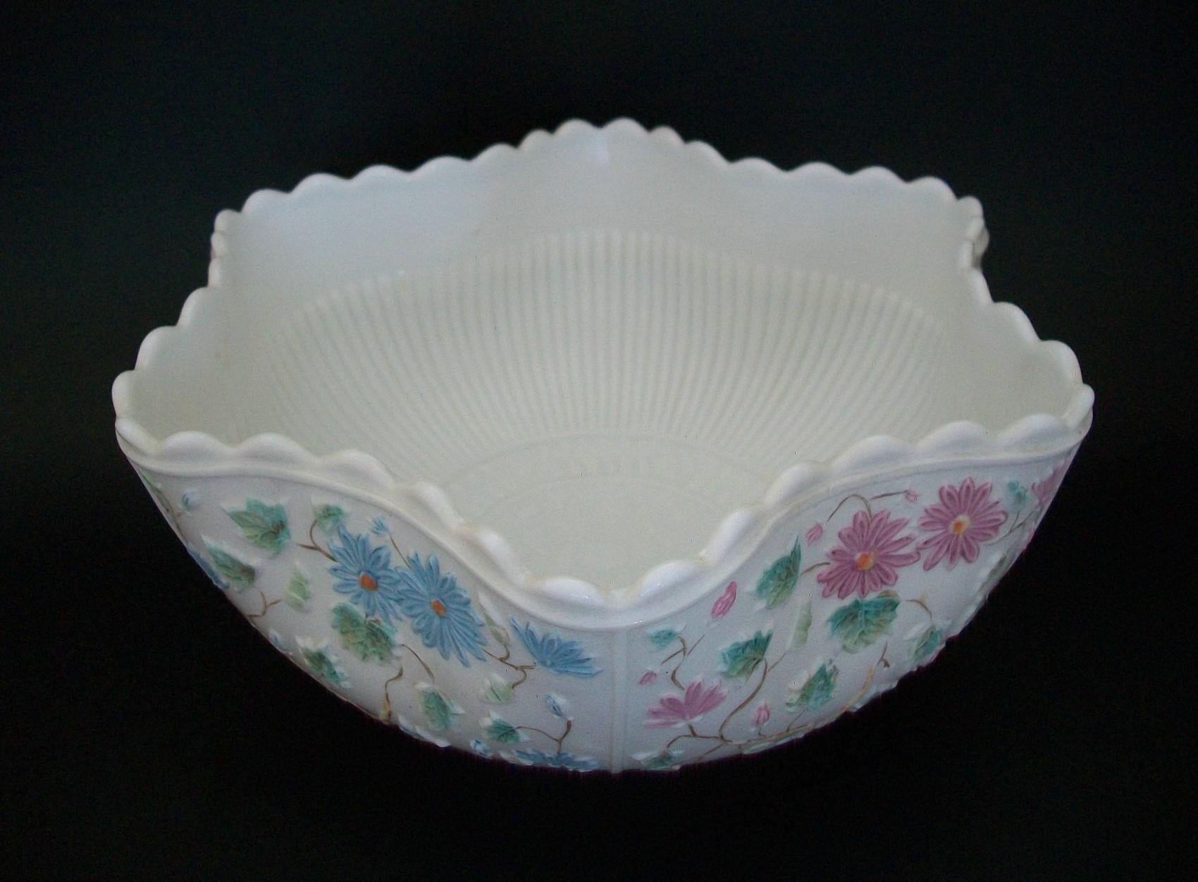 American Challinor Taylor Glass Co., 'Tree of Life', Milk Glass Bowl, U.S.A., C.1890 For Sale